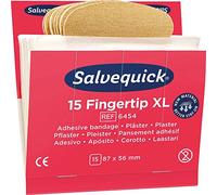 Salvequick - Recharges pour distributeur de pansements - 15 pansements élastiques bout de doigt - 9 cm x 6 cm