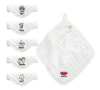 Salviette cotone mussola 6 pezzi ricamate viso bocca mano piede anca bagno