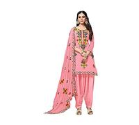 Salwar Kameez Costume pour femme prêt à porter pour fête de mariage indien, Rose clair et rouge, Medium