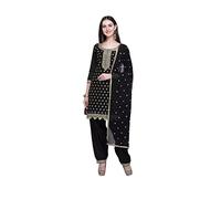 Salwar Kameez Ensemble de costume pour femme grande taille indien punjabi Patiala Party Wear prêt à porter pour femme, noir/doré, M