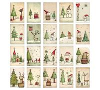 Salyeeluly Cartes de Noël Vintage | 20 Cartes Postales de Vœux Festifs | de Vœux Mat pour Famille Fête Travail École | Décoration de Table Quotidienne et Message d'Affection