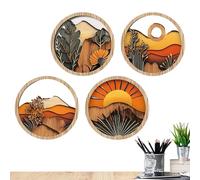 Salyeeluly Décor Mural Boho avec - Décor Mural Boho Moderne - Ornement Géométrique en Bois Rond de 20 cm pour la Décoration de Galerie, Appartement, Étagère, Cheminée, Balcon, Entrée, Rebord de