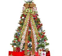 Salyeeluly Noeud De Décoration pour Le Sommet du Sapin De Noël | Décorations De Fêtes,Noeud pour Couronne De Noël | pour Célébration Saisonnière Salon Entrée Fête Manteau de Cheminée Mur Affichage