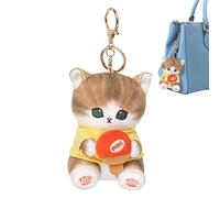 Salyeeluly Porte-clés en peluche chat, porte-clés animal en peluche,Ornement de dessin animé en peluche de porte-clés de chat | Porte-clés chat sur le thème du sport, ornement en peluche pour sac à