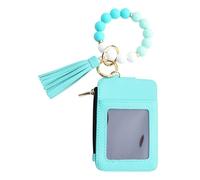 Salyeeluly Porte-Clés Portefeuille avec Dragonne - Porte-Cartes Wristlet à Pompon Perlé | Organisateur de Cartes pour Femmes Fête Soirée,Shopping Rendez-Vois Mariage Vacances Anniversaire Voyage