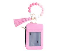 Salyeeluly Portefeuille Porte-Clés Brassard,Porte-Cartes Wristlet à Pompon Perlé,Organisateur de Cartes pour Femmes Fête Soirée | Shopping Rendez-Vois Mariage Vacances Anniversaire Voyage