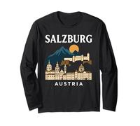 Salzbourg Autriche Retro Alpine Old Town Travel Musique autrichienne Manche Longue