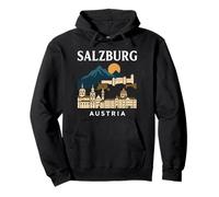 Salzbourg Autriche Retro Alpine Old Town Travel Musique autrichienne Sweat à Capuche