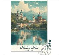 Salzburg Austria Puzzles 1000 pièces | puzzle pour couples une activité de soirée douillette à faire à deux avec de la musique et une bonne conversation38x26cm