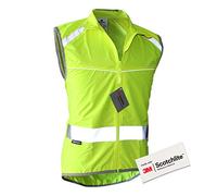 Salzmann Gilet Cycliste réfléchissant à Haute visibilité - Coupe-Vent et Respirant - Fabriqué avec 3M Scotchlite - Jaune, XL-XXL