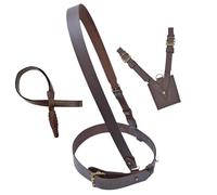 Sam Browne Ceinture avec épée grenouille et nœud, ceinture d'officier militaire marron en cuir véritable avec boucles en laiton, bandoulière réglable, accessoire d'uniforme tactique vintage pour