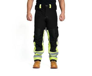 Sam Caan® Hi Vis Mens Work Trousers Softshell Men High Visibility Viz Reflective Water Resistant Cargo Rain Proof Repellent Windproof Safety Site Work Wear Builder Pants Soft Shell Workwear Warm