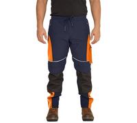 Sam Caan® Pantalon de travail haute visibilité en softshell pour homme - Haute visibilité - Réfléchissant - Résistant à l'eau - Résistant à la pluie - Coupe-vent, bleu marine, 34 W/32 L