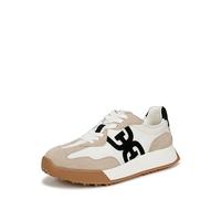 Sam Edelman Baskets à Lacets Langley pour Femme, Blanc/Marron Clair/Noir, 40.5 EU