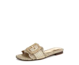 Sam Edelman Flat Sandal Shoes for Women - Bambi 6, Amber Gold Raffia, 41 EU