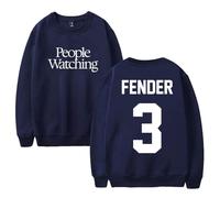 Sam Fender People Watching Merch Logo Crew Manches longues Streetwear Femmes Hommes Pullover Sweatshirts, bleu marine, M