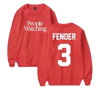 Sam Fender People Watching Merch Logo Crew Manches longues Streetwear Femmes Hommes Pullover Sweatshirts, Rouge, 3XL