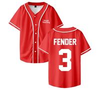 Sam Fender People Watching Merch Maillot de baseball à manches courtes boutonné pour femme et homme, Rouge, XS
