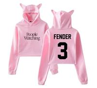 Sam Fender People Watching Merch Sweat à capuche oreilles de chat Sweat à capuche à manches longues Crop Top Vêtements pour femme, rose, S