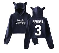 Sam Fender People Watching Merch Sweat à capuche oreilles de chat Sweat à capuche à manches longues Crop Top Vêtements pour femme, bleu marine, XL