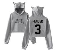 Sam Fender People Watching Merch Sweat à capuche oreilles de chat Sweat à capuche à manches longues Crop Top Vêtements pour femme, gris, XL
