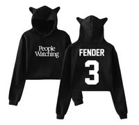 Sam Fender People Watching Merch Sweat à capuche oreilles de chat Sweat à capuche à manches longues Crop Top Vêtements pour femme, Noir , XXL