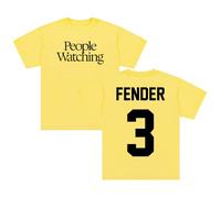Sam Fender People Watching Merch T-shirt col rond à manches courtes en coton pour femme et homme, jaune, S