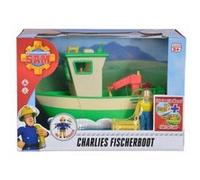 Sam le pompier - coffret bateau de peche de charlie - avec grue et treuil fonctionnels - figurine accessoires - set jouet + carte