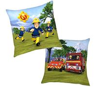 Sam le Pompier en Action | Coussin 40 x 40 cm Enfants Oreiller Décoratif