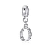 sam panda Breloque lettre de l'alphabet en argent sterling 925 compatible avec bracelets et colliers à breloques européens,5A Zircone