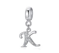 sam panda Breloque lettre de l'alphabet en argent sterling 925 compatible avec bracelets et colliers à breloques européens,5A Zircone