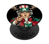 Sam Patriotique avec Bois pour Noël PopSockets PopGrip Adhésif