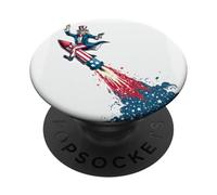 Sam Rocket Amusant pour Les Amateurs de l'espace et des Couleurs américaines PopSockets PopGrip Adhésif