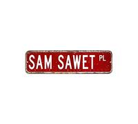 Sam Sawet - Plaque de rue en aluminium résistante à la décoloration - Décoration murale vintage pour maison, bureau, chambre, café, bar, 7,6 x 30,5 cm