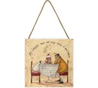 Sam Toft - Bloc de bois "Au moins un de nos cinq par jour Doris" PM4489 (20 cm x 20 cm x 2,7 cm) (Beige/Brun/Blanc)