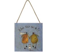 Sam Toft - Bloc de bois "Qu'est-ce qu'on ne peut pas faire ? PM4484 (20 cm x 20 cm x 2,7 cm) (Bleu/Brun)