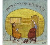 Sam Toft - imprimé "Home Is Where The Dog Is" PM5167 (30 cm x 30 cm) (Gris/Jaune/Blanc)