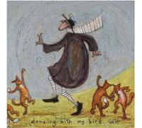 Sam Toft - Poster "Danse avec mon oiseau" PM3703 (40 cm x 40 cm) (Schwarz/Grau/Gelb)