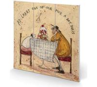Sam Toft - Tableau "At Least One Of Our Five A Day Doris", Bois, Carré PM4502 (30 cm x 30 cm) (Beige/Brun/Blanc)