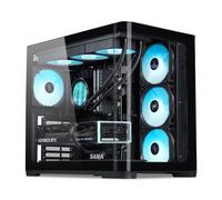 SAMA V60 Boîtier PC Mid Tower, Panneau en Verre Trempé Courbé, 7×120mm Ventilateurs ARGB PWM, USB Type-C, Boîtier ATX à Haut Flux d'Air pour PC Gaming, Prêt pour Back-Connect, Support AIO 360mm - Noir