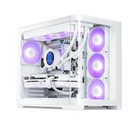 SAMA V60 Boîtier PC Mid Tower, Panneau en Verre Trempé Courbé, 7×120mm Ventilateurs ARGB PWM, USB Type-C, Boîtier ATX à Haut Flux d'Air pour PC Gaming, Prêt pour Back-Connect, Support AIO 360mm -Blanc