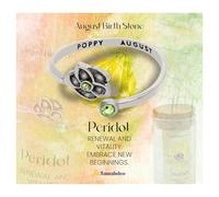 Samahdee Bague avec pierre de naissance du mois d'août : pendentif en forme de fleur de glaïeul fait main avec cristal de couleur péridot - Cadeau pour maman, fille, meilleure amie, sœur, petite-fille