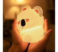 SAMALICAR Veilleuse Koala pour enfants, lampe à lumière blanche chaude réglable, minuterie 30min, veilleuse rechargeable en silicone, décoration kawaii, cadeau Saint-Valentin pour bébé et enfant