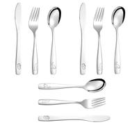 Samamoca 9PCS Couvert Enfant Inox,3 x Fourchette,3 x Cuillère,3 x Couteau Dentelé,Sûr Couverts Pour Enfants avec Motif Mignon,Convient aux enfants âgés de 3 ans et plus.