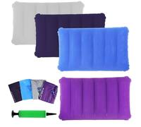 Samamoca Lot De 4 Coussin Gonflable,Coussin De Plage Gonflable,Oreiller Piscine,Flocage Oreillers Portable,Coussin Gonflable pour Randonnée, Extérieur, Voyage,47X30Cm Petit Coussin