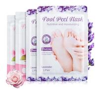 Samamoca Lot de 4 paires de chaussettes exfoliantes pour les pieds - Contre les callosités et la peau sèche - Masque hydratant pour pieds lisses et soignés - Pour homme et femme (2 x lavande + 2 x