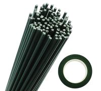 SAMANTHAHALLLTD Lot de 100 fils de fleurs vertes 30 cm en plastique 2 mm avec 1 ruban fleuriste pour la réalisation d'arrangements floraux, guirlande de fleurs artificielles, 100 pièces