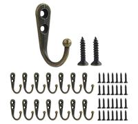 SAMANTHAHALLLTD Lot de 15 petits crochets en bronze avec 30 vis de support, patères vintage en bronze avec crochets robustes à visser, pour manteau, vêtements, sac