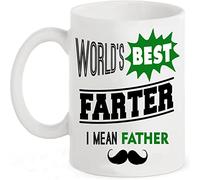 SAMAR Mug souvenir pour papa - Worlds Best Farter, I Mean Father. Tasse à café surprise amusante pour la fête des pères de la part d'une fille ou d'un fils, cadeau souvenir d'anniversaire pour lui,