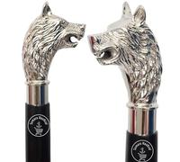 Samara Nautical Canne de marche vintage victorienne avec poignée en laiton Motif tête de loup